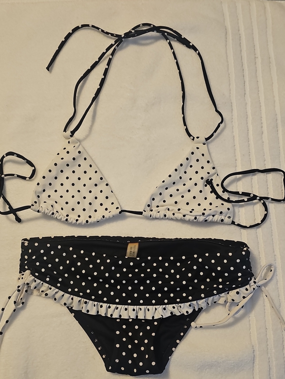 Victorias Secret Vintage Black & White Polka Dot Two-Piece Swim Set